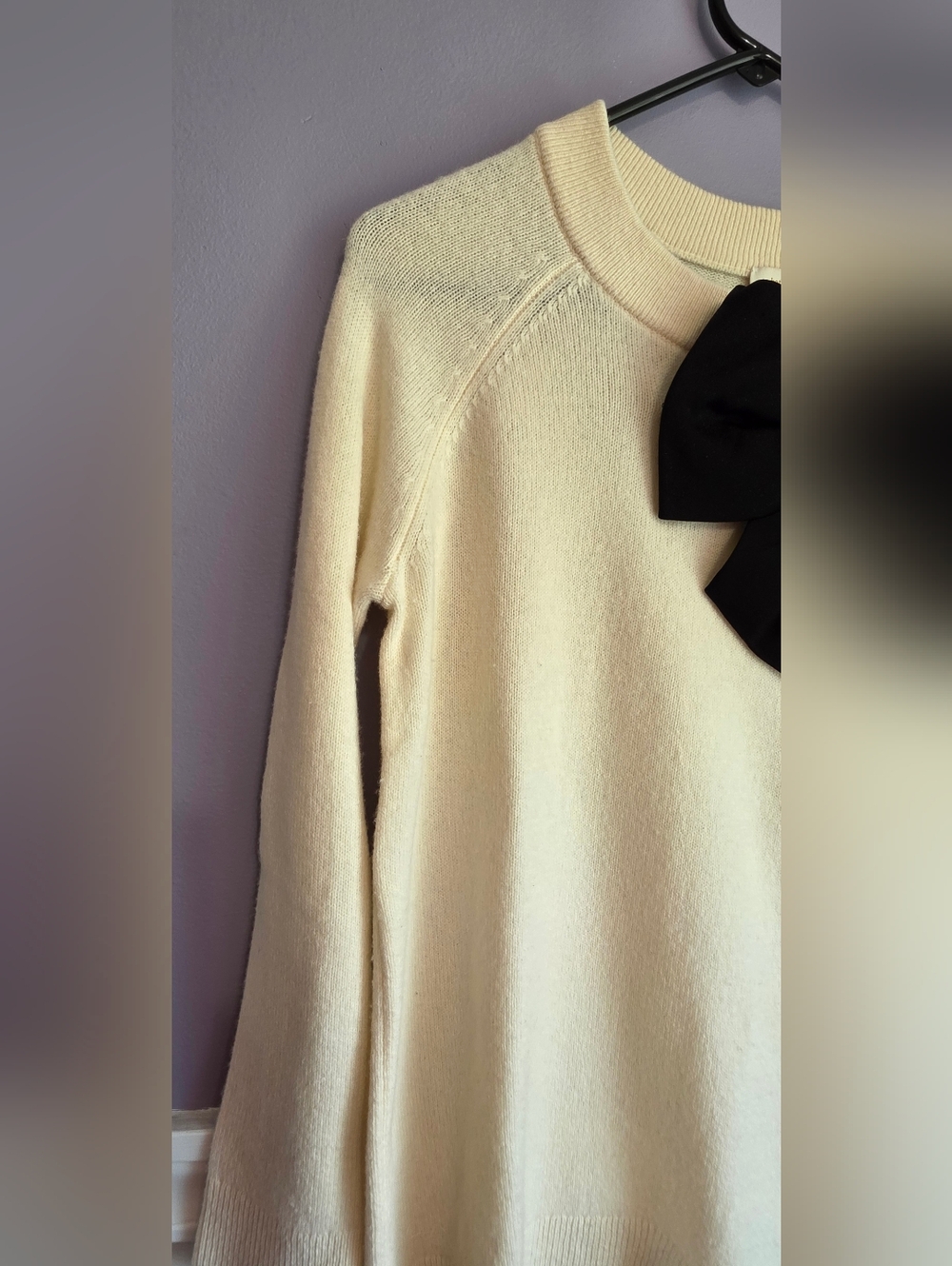 KATE SPADE Wool Bow Sweater Cream & Black Size Small - Picture 10 of 13
